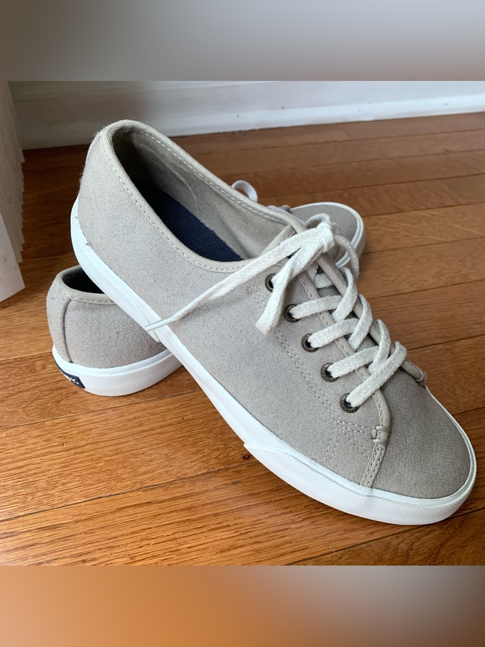 Sperry Top Sider Sneakers Canvas Women's Lounge Linen Oat Beige Shoes Sz 7.5